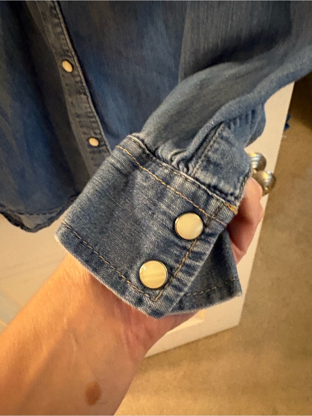 Gap Denim Light Blue Western Shirt with pearl snap buttons - Picture 9 of 16